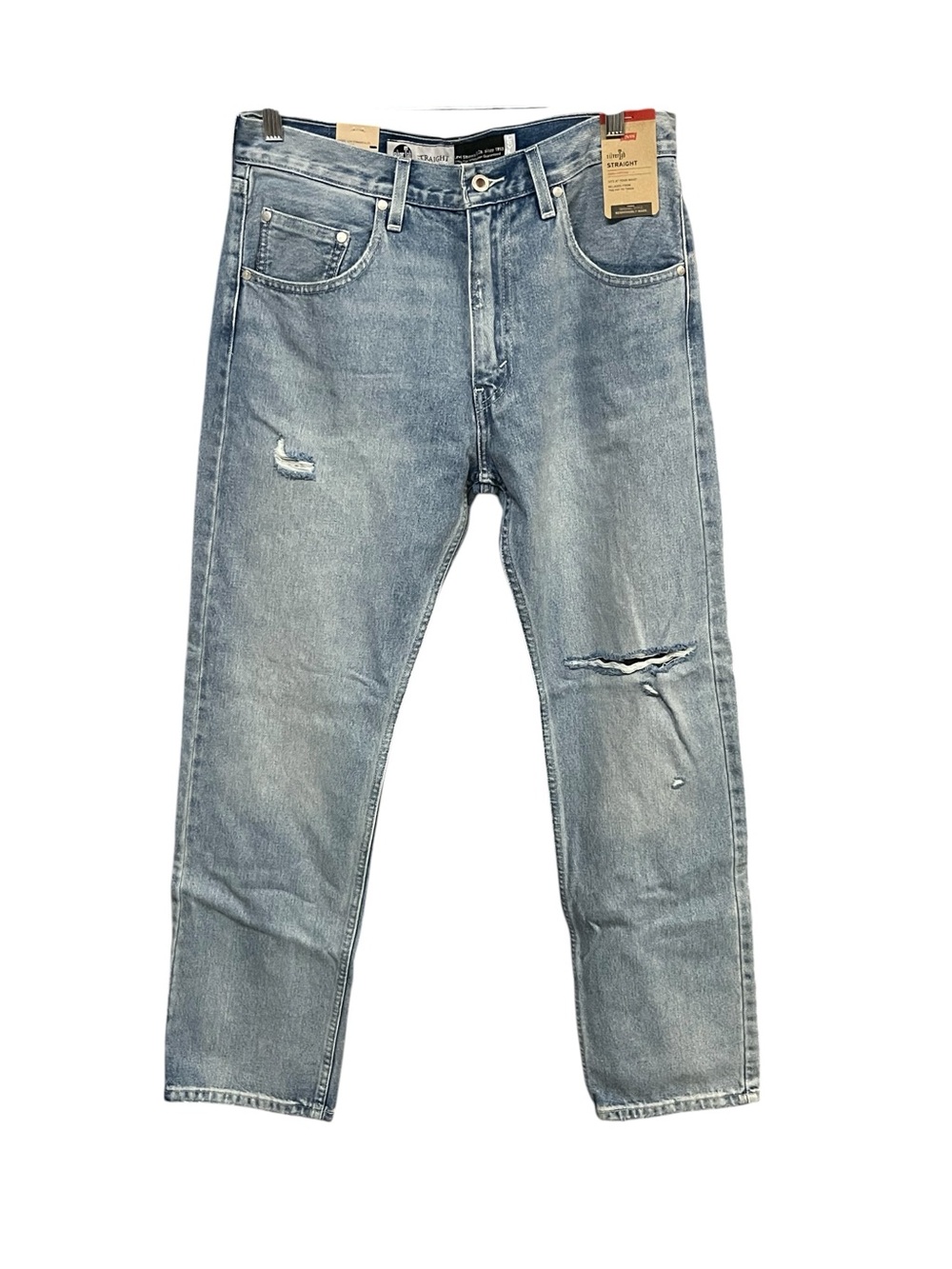 Levi’s SilverTab Straight Jeans Men’s W32 L32 Light Wash Distressed NWT Denim